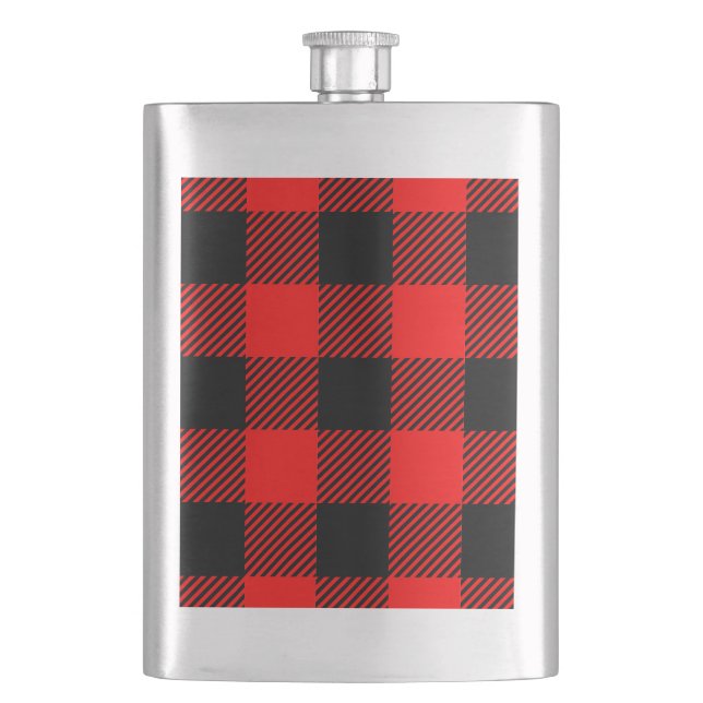 Flasque Buffalo Check Rouge et Noir Lumberjack Plaid Decor (devant)