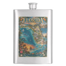 Carte artistique de l'État de Floride Affiche trop