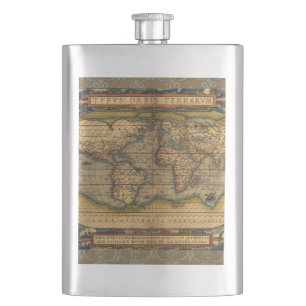 Flasque Carte du monde Antique Ortelius Europe Voyage