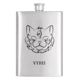 Flasque Chat tribal noir et blanc