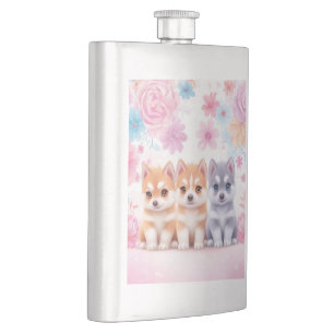 Flasque Chiots Kawaii Husky : Café Pastel Pals