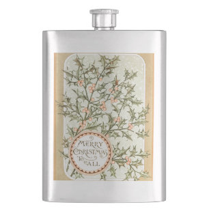 Flasque Christmas Holly Jolie Antique Salutation