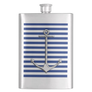 Flasque Chrome Ancre Nautique sur les rayures de marine Im