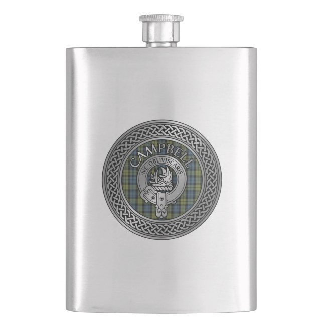 Flasque Clan Campbell Crest & Tartan Knot Flask (devant)