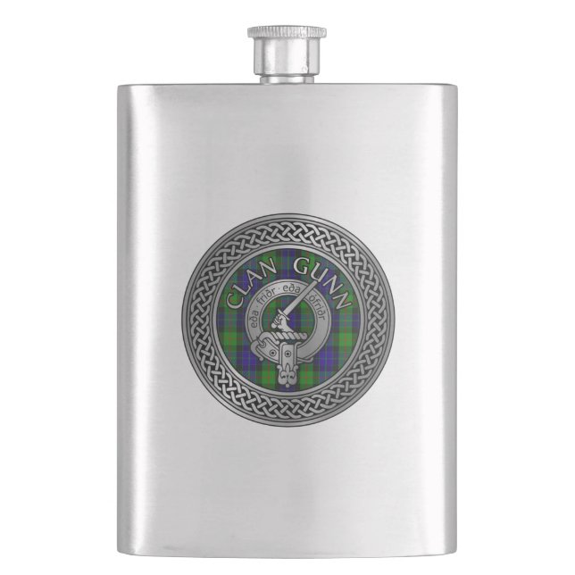 Flasque Clan Gunn Crest & Tartan Knot Flask (devant)
