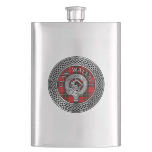 Flasque Clan Wallace Crest et Tartan Knot