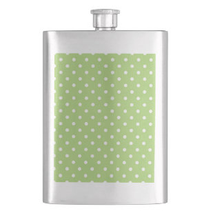 Flasque cool, moderne blanc et vert citron pois