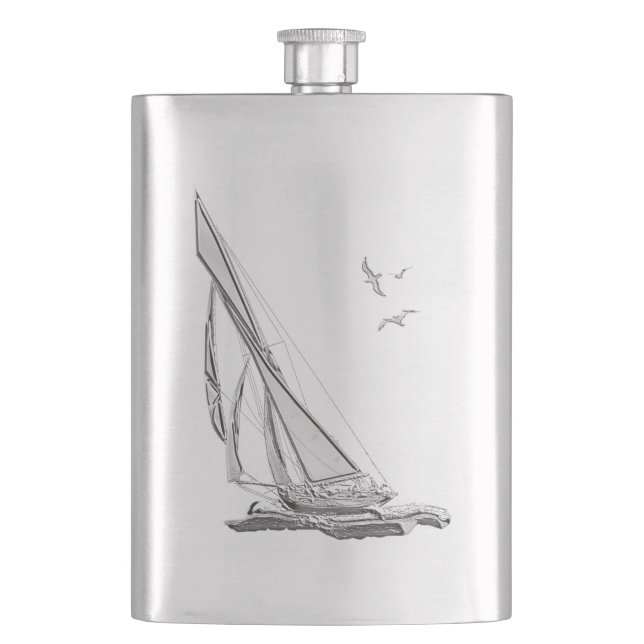 Flasque Copie nautique de bateau à voile de chrome (devant)