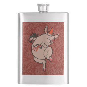 Flasque Dancing Pig Antique Cute Danseuse