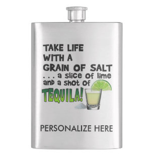 FLASQUE DE COCKTAIL INOXYDABLE - LIME, SEL, TEQUIL