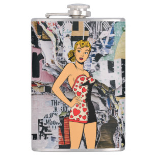 Flasque de révolte à cœur Pin-Up