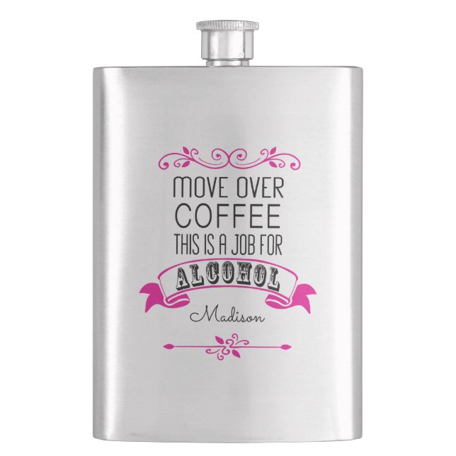 Flasque Déplacez-vous au-dessus du café, ceci est un (devant)