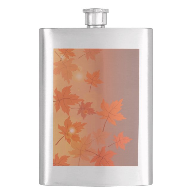 Flasque Design d'automne avec feuilles d'érable et effet b (devant)