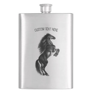 Flasque Dessin de cheval sauvage noir droit - Texte person