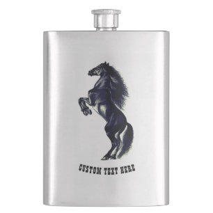 Flasque Dessin de cheval sauvage noir droit - Votre texte