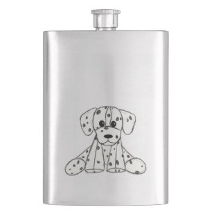 Flasque Dessin simple de contour de chien en peluche dalma