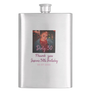 Flasque Dirty 30 Anniversaire ajouter nom rose ajouter dat