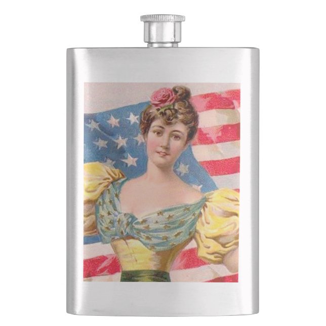 Flasque Drapeau américain Lady Liberty Independence (devant)