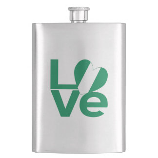 Flasque Drapeau de coeur de l'amour vert nigérian