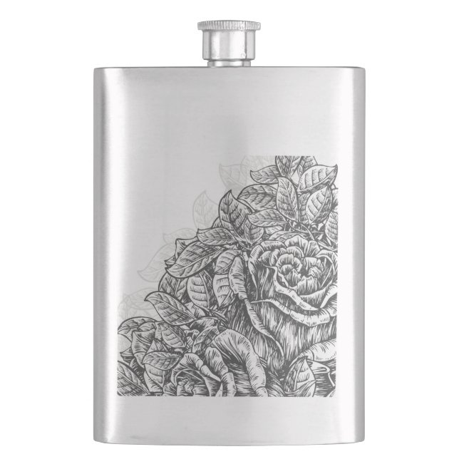 Flasque Élégant Rose gravé (devant)