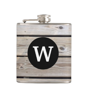 Flasque en planches de bois rustique monogrammé