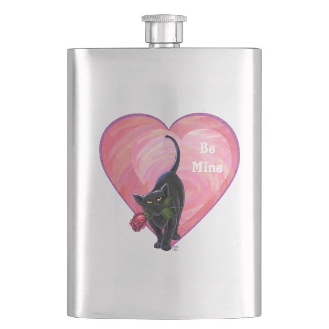 Flasque Fête de la Saint-Valentin au chat noir (devant)