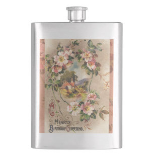 Flasque Fleur de naissance victorienne de campagne vintage