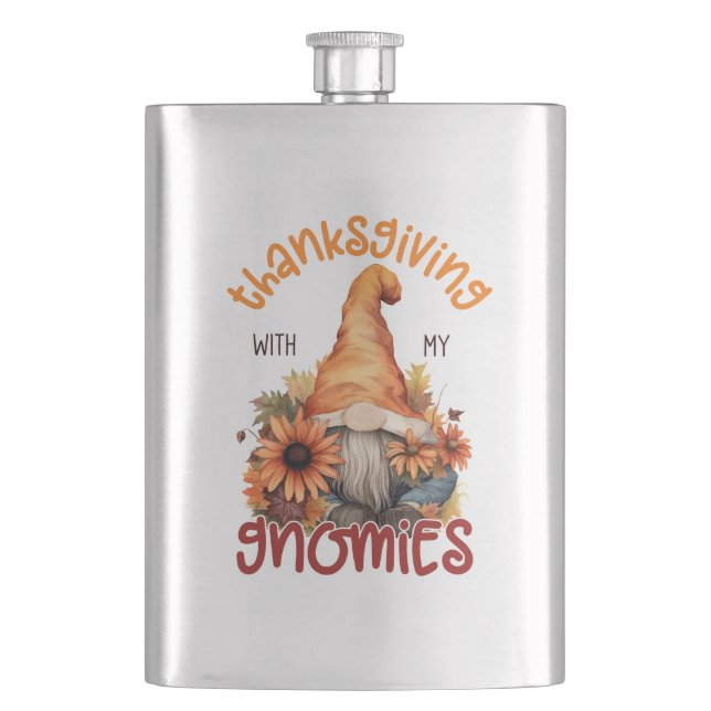 Flasque Floral Thanksgiving avec mes Gnomies (devant)