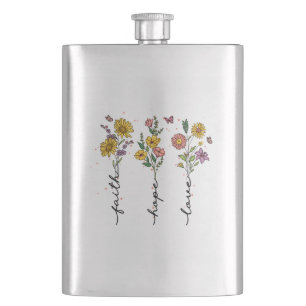 Flasque "Foi-Espoir-Amour"   Inspirant design floral