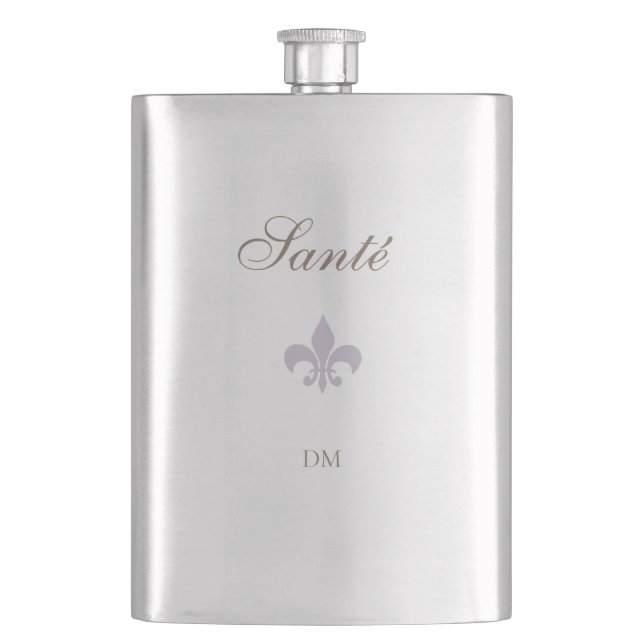 Flasque French Purple Fleur de Lis Santé Mariage Faveur (devant)