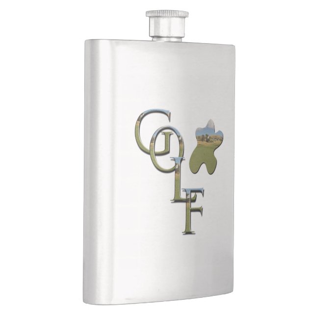 Flasque Golf Logo Et Parcours, Classique Hip Flask (Droite)