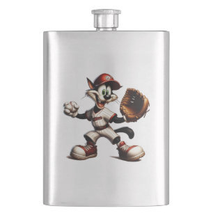 Flasque Goofy Cat Baseball Pitcher Monte