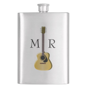 Flasque Guitare acoustique décorée d'un monogramme