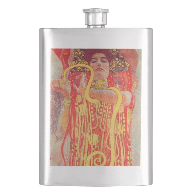 Flasque Gustav Klimt Red Woman Gold Snake Peinture (devant)