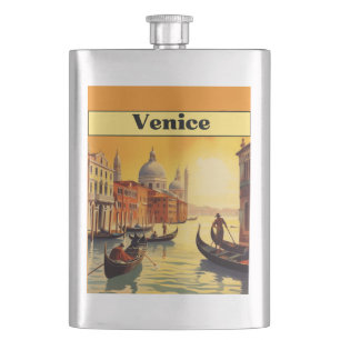 Flasque Heure dorée romantique Venise Italie Voyage vintag