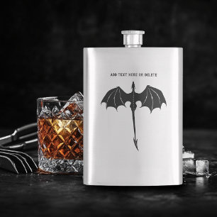 Flasque Imaginaire de dragon de vol tribal noir
