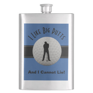 Flasque J'Aime Big Putts Golf Devis Humour Funny Blue Blac