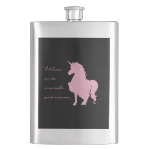 Flasque Je crois en la licorne rose invisible.