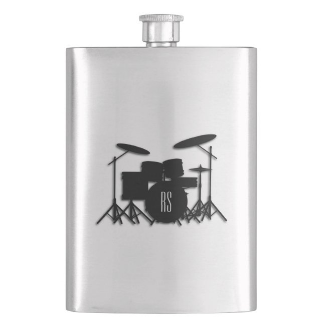 Flasque Jeu de tambour Monogramme Argent (devant)