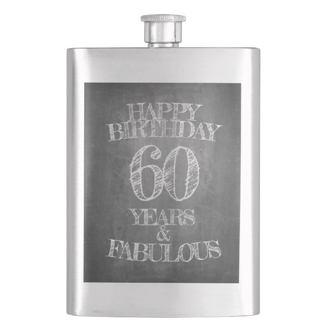 Flasque Joyeux anniversaire - 60 ans & Fabuleux en chalkbo (devant)