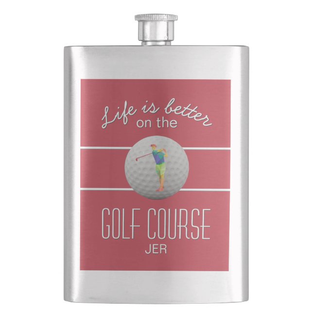 Flasque La vie est meilleure Golf Polygonal Initiales de G (devant)