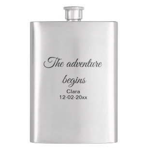 Flasque L'aventure commence nom date année lieu