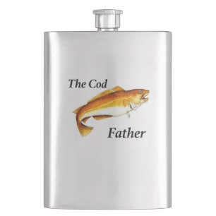 Flasque Le Cod Père idéal de pêche présent.