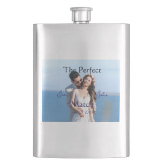 Flasque le nom de mariage bleu parfait photo date cou