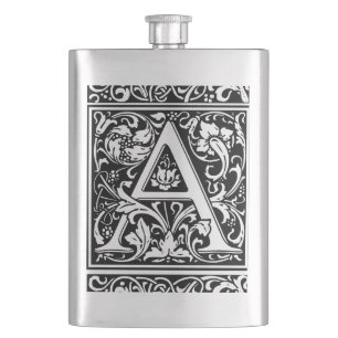 Flasque Lettre A Monogramme Médiéval Art Nouveau