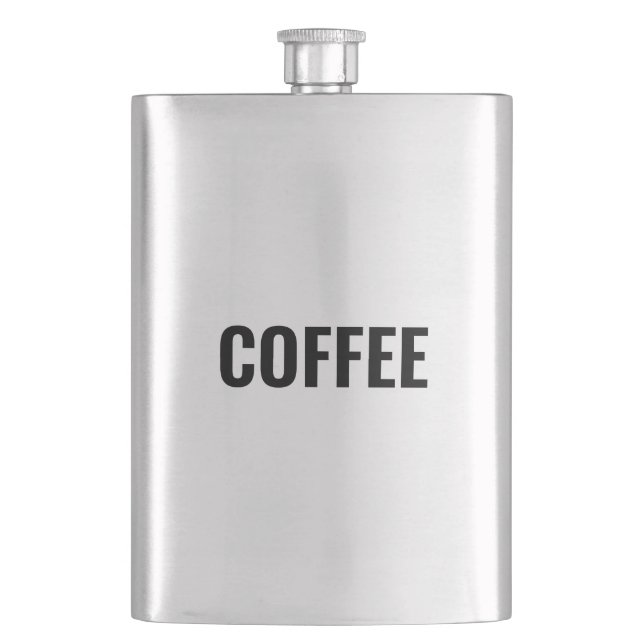Flasque Lettres noires "café" en acier inoxydable (devant)