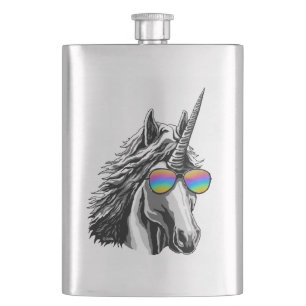 Flasque Licorne fraîche avec des lunettes de soleil