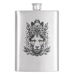 Flasque Lion Wild Animal Nature Illustration Art tatouage