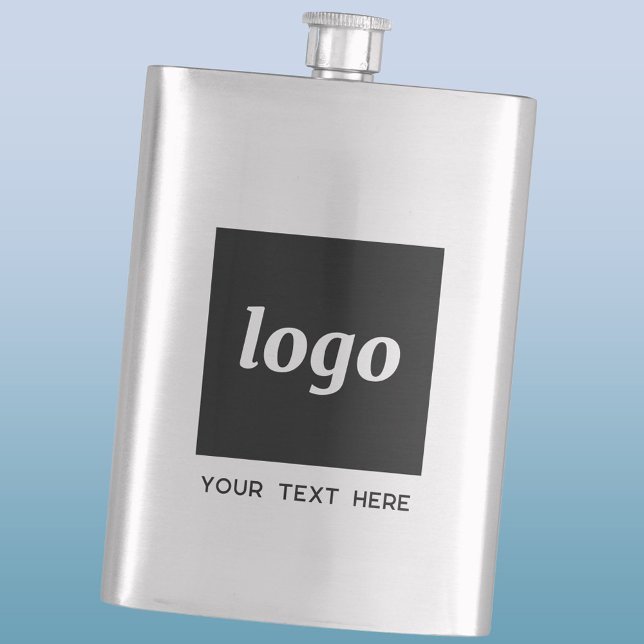 Flasque Logo Simple Avec Texte Professionnel Promotionnel (Simple logo with text business branding promotional flask)