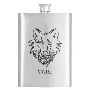 Flasque Loup tribal noir et blanc